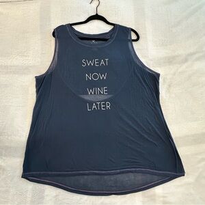 Livi Active Navy/Purple “Sweat Now Wine Later” Tank Top with Keyhole Back, 18/20